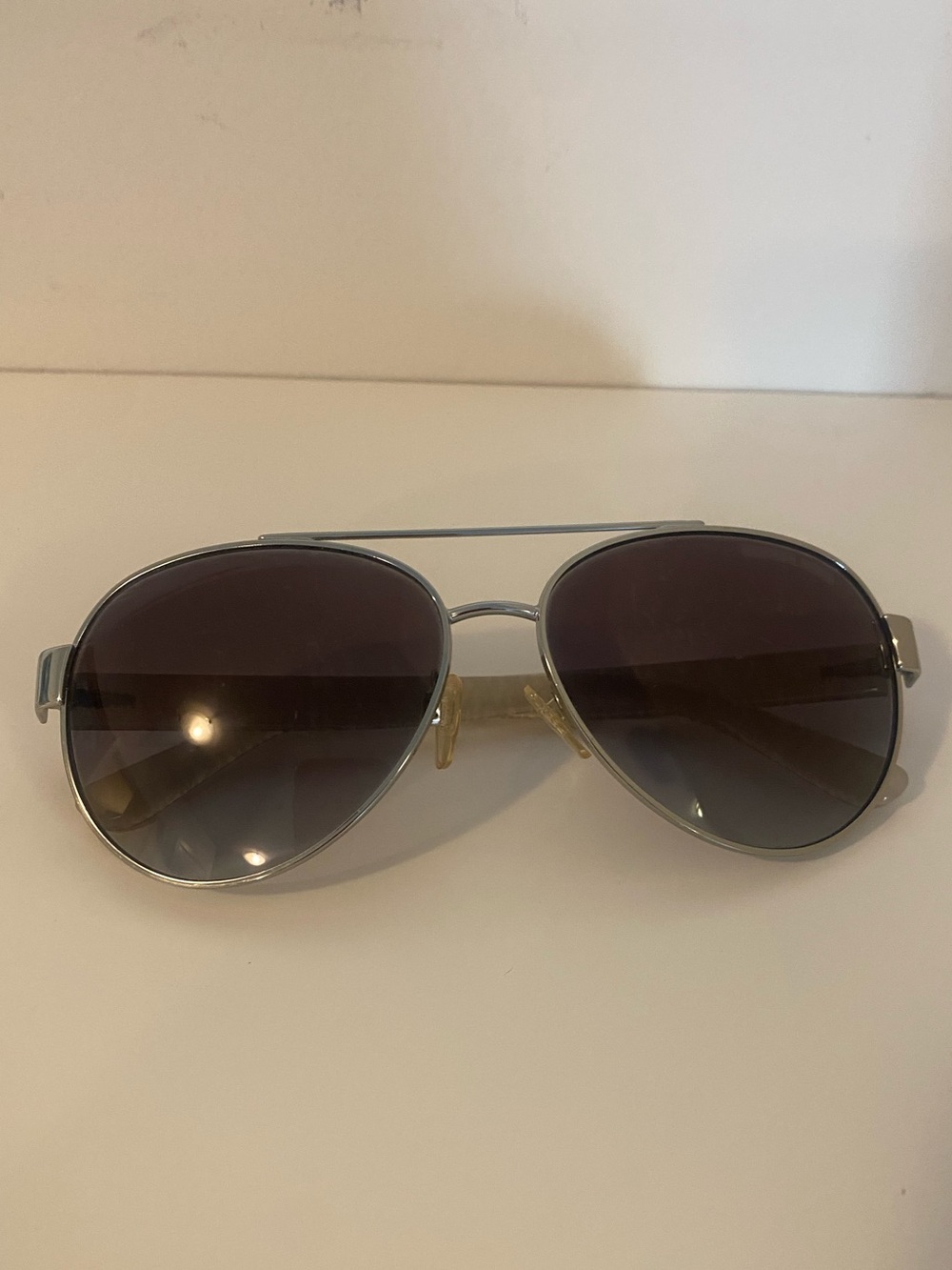 Michael Kors Blair I Silver-Tone Aviator Sunglasses with Gradient Purple Lenses